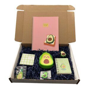 Avocado Kawaii Stationery Gift Set #3 – 7-Piece Notebook & Accessories Bundle